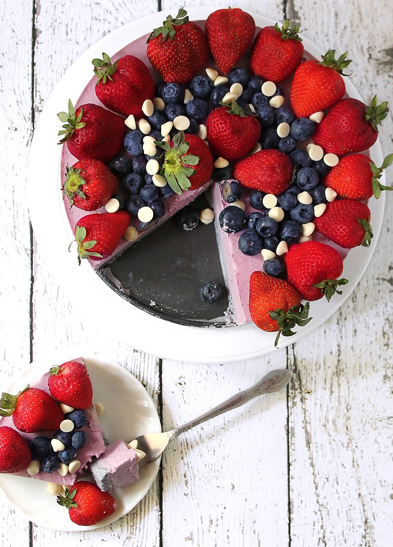 Dairy-Free Strawberry Blueberry CheeseCake-like Cake @RunninSrilankan