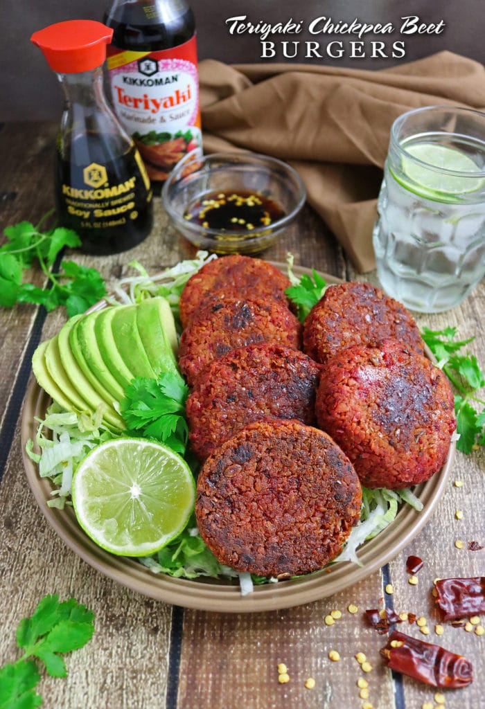 Teriyaki Chickpea Beet Burgers