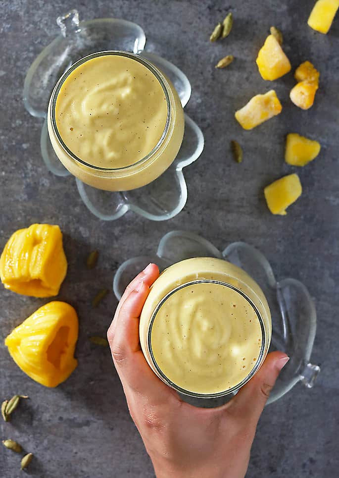 Jackfruit Mango Smoothie in Two Glasses