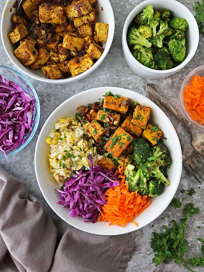 Quick Easy Tofu fried rice bowls