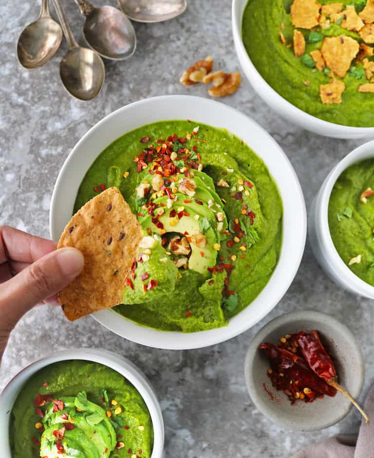 Taking a taste of thick creamy tasty Easy Kale and Bean Soup