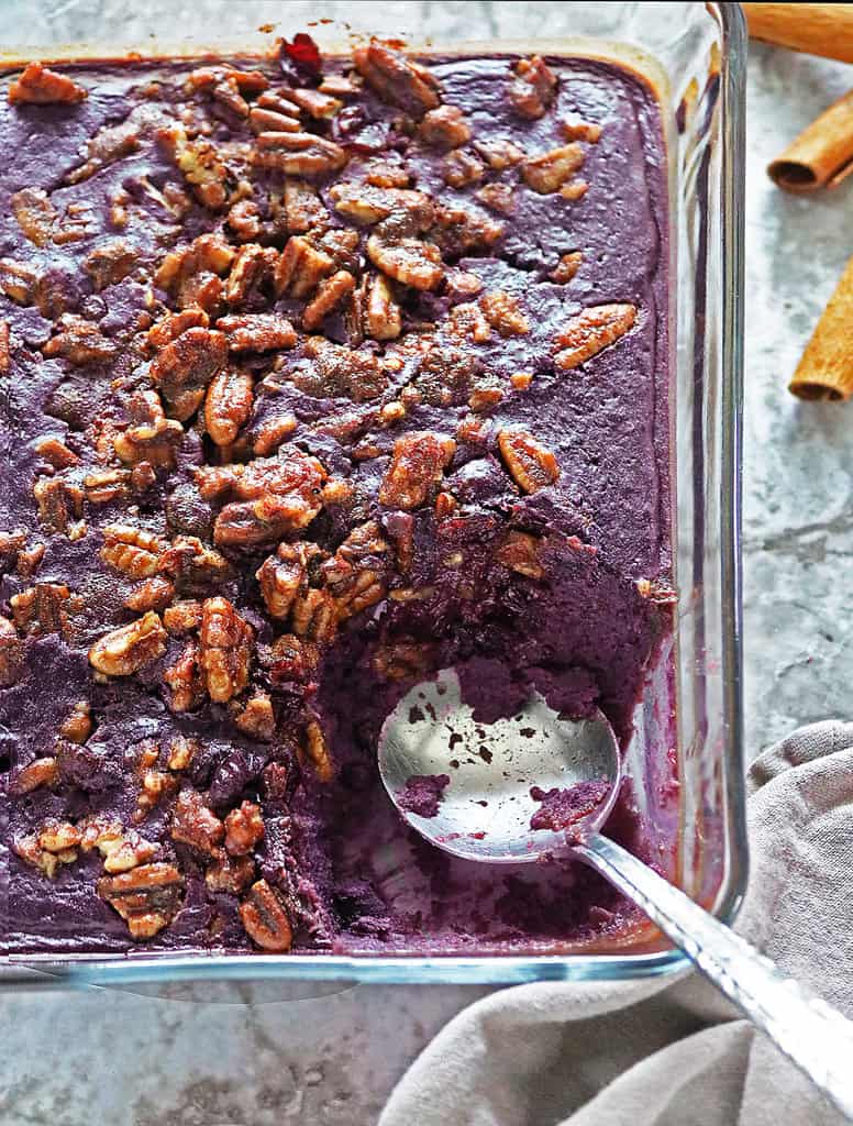 Easy Dairyfree purple sweet potato souffle with cranberries