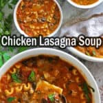 One pot dairy free chicken lasagna soup.
