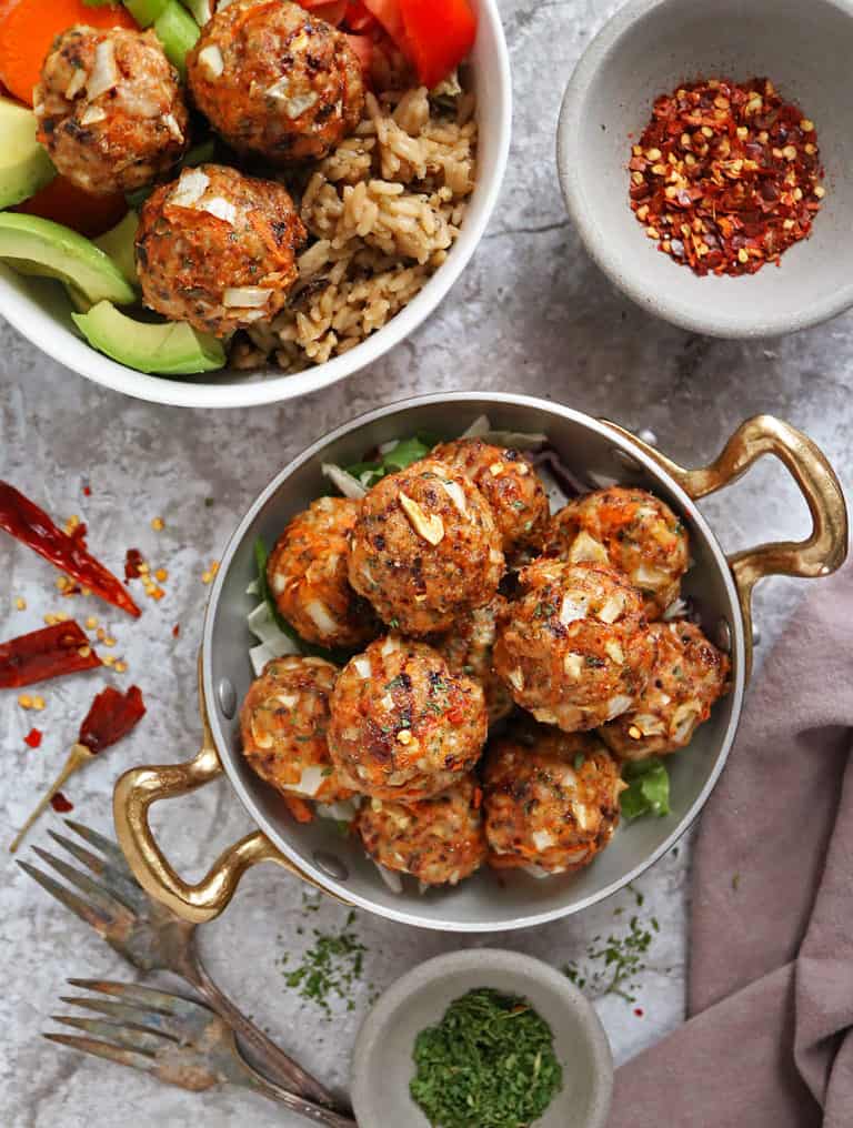 Juicy Chicken Meatballs with Carrots.